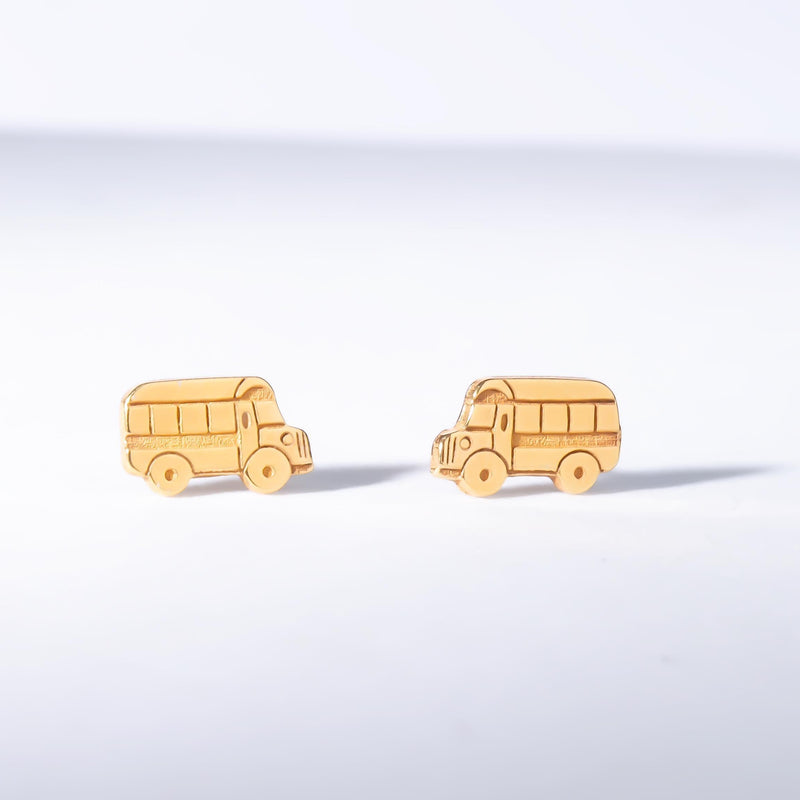 Small school bus pendant on a delicate gold chain necklace (10 of 13)