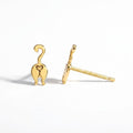 Cat Butt Stud Earrings with Heart