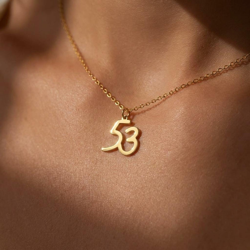 Gold varsity number pendant necklace on a fine cable chain (2 of 9)