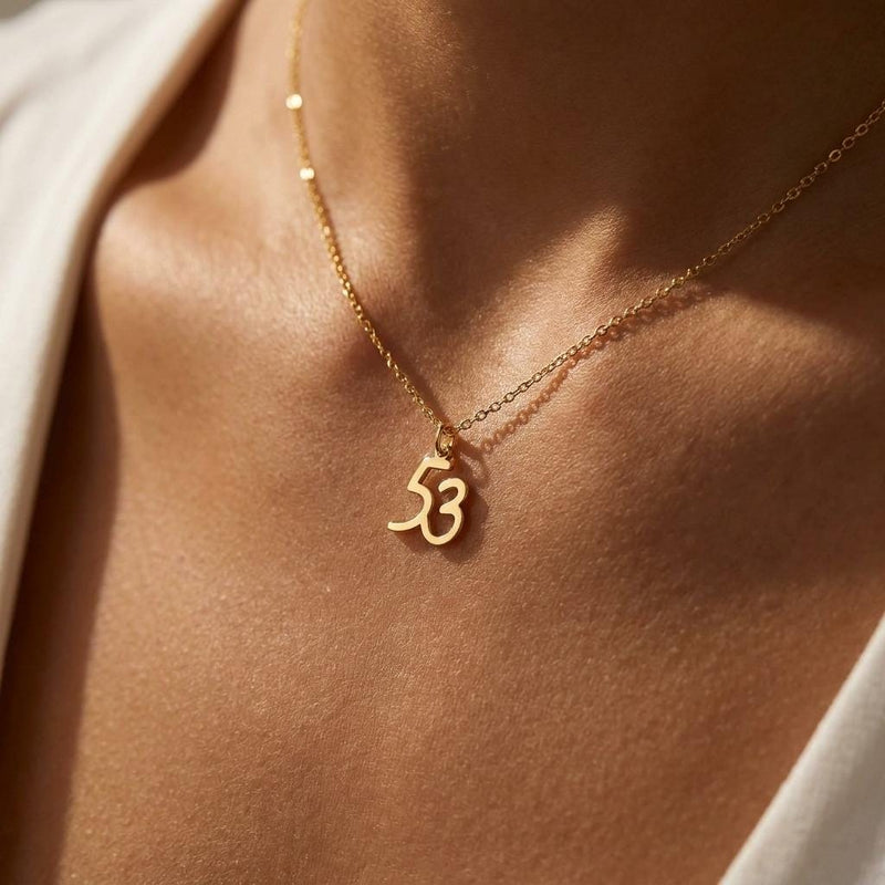 Gold varsity number pendant necklace on a fine cable chain (3 of 9)