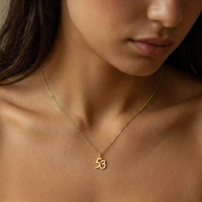 Gold varsity number pendant necklace on a fine cable chain (4 of 9)