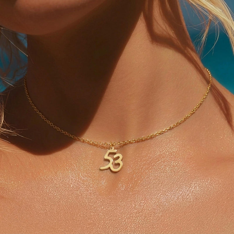 Gold varsity number pendant necklace on a fine cable chain (5 of 9)