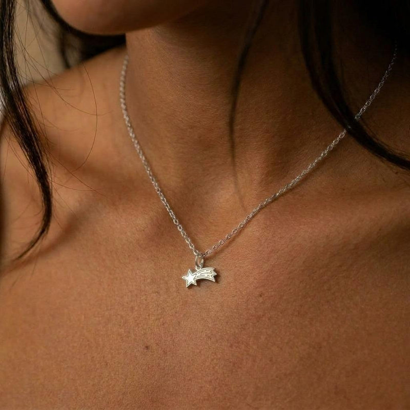 Dainty gold shooting star charm necklace on a fine cable chain (3 of 8)