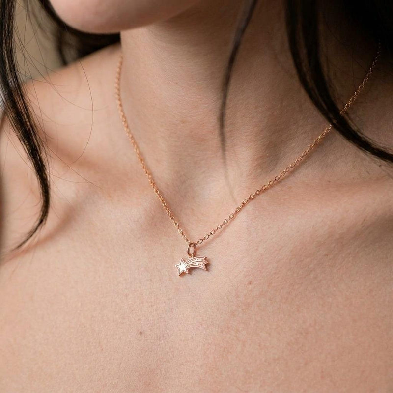 Dainty gold shooting star charm necklace on a fine cable chain (4 of 8)