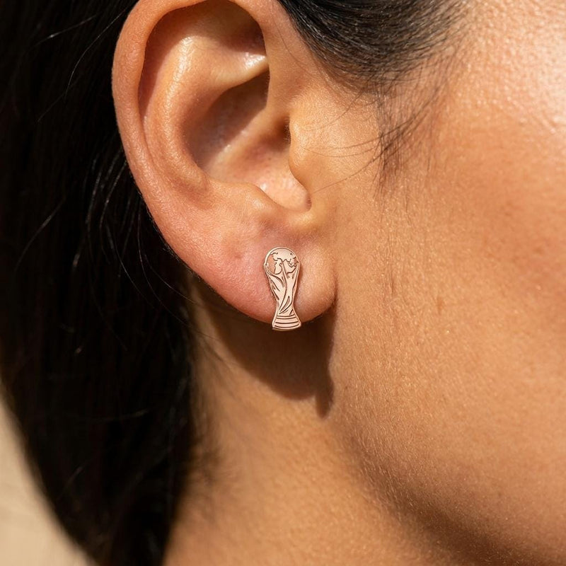 Pair of small soccer trophy stud earrings in polished gold (4 of 9)