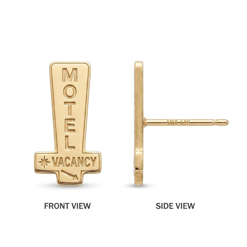 Motel Vacancy Sign Stud Earrings on a white background