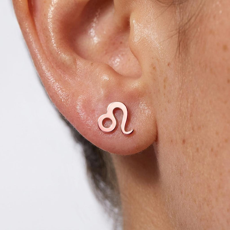 Pair of tiny zodiac sign glyph stud earrings in gold (6 of 14)