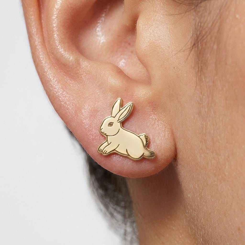 Pair of small sitting bunny stud earrings in gold (2 of 7)
