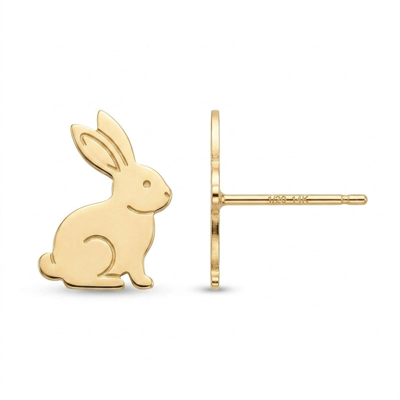 Pair of small sitting bunny stud earrings in gold (4 of 7)