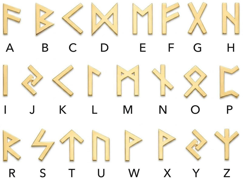 Pair of tiny flat gold Viking rune stud earrings with straight carved strokes (4 of 6)
