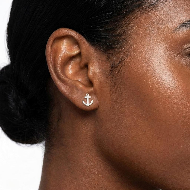 Anchor Stud Earrings - handmade in Atlanta