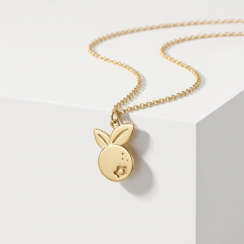 Small gold blueberry pendant with a star-shaped crown on a fine cable chain (3 of 6)