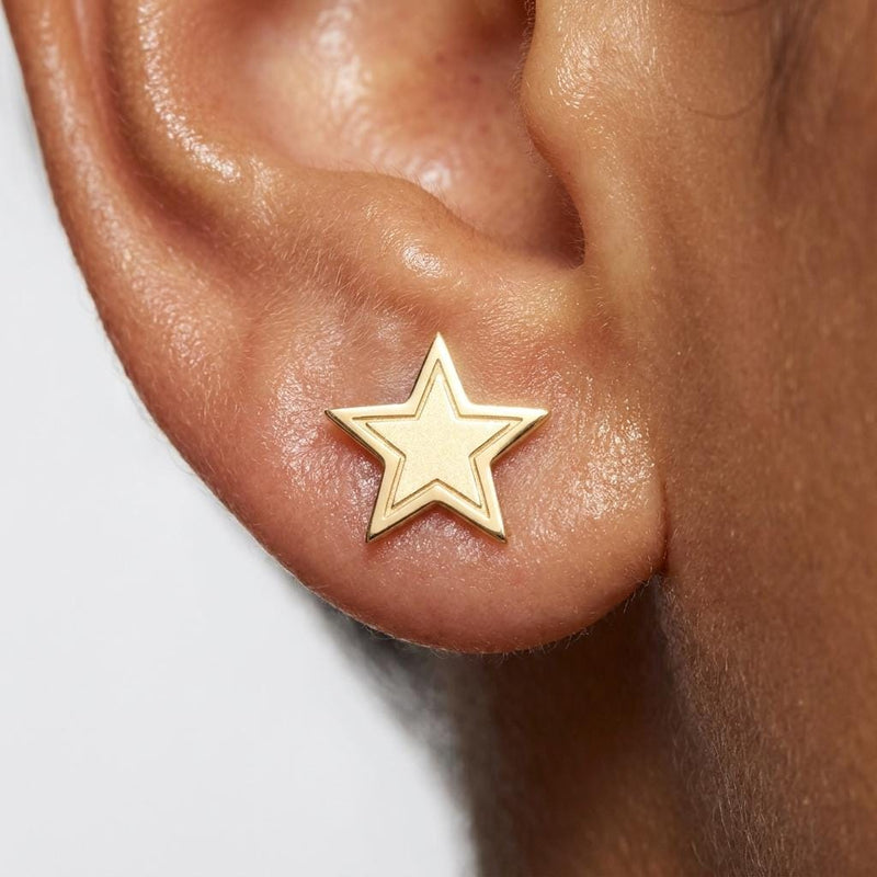 Pair of small gold five-point star stud earrings (2 of 5)