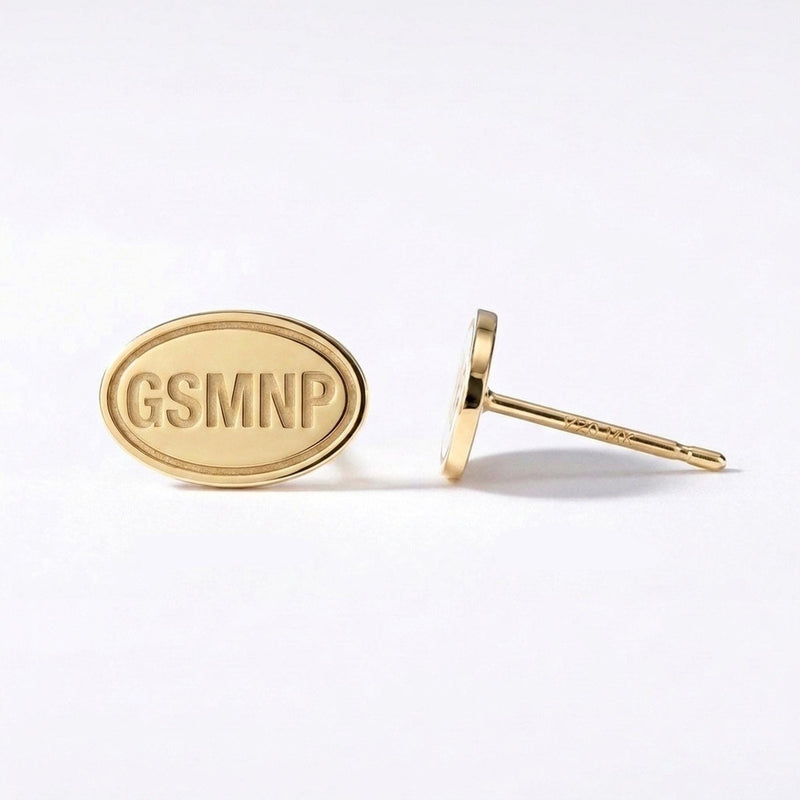 Great Smoky Mountains Stud Earrings, 24k gold vermeil, photographed on white