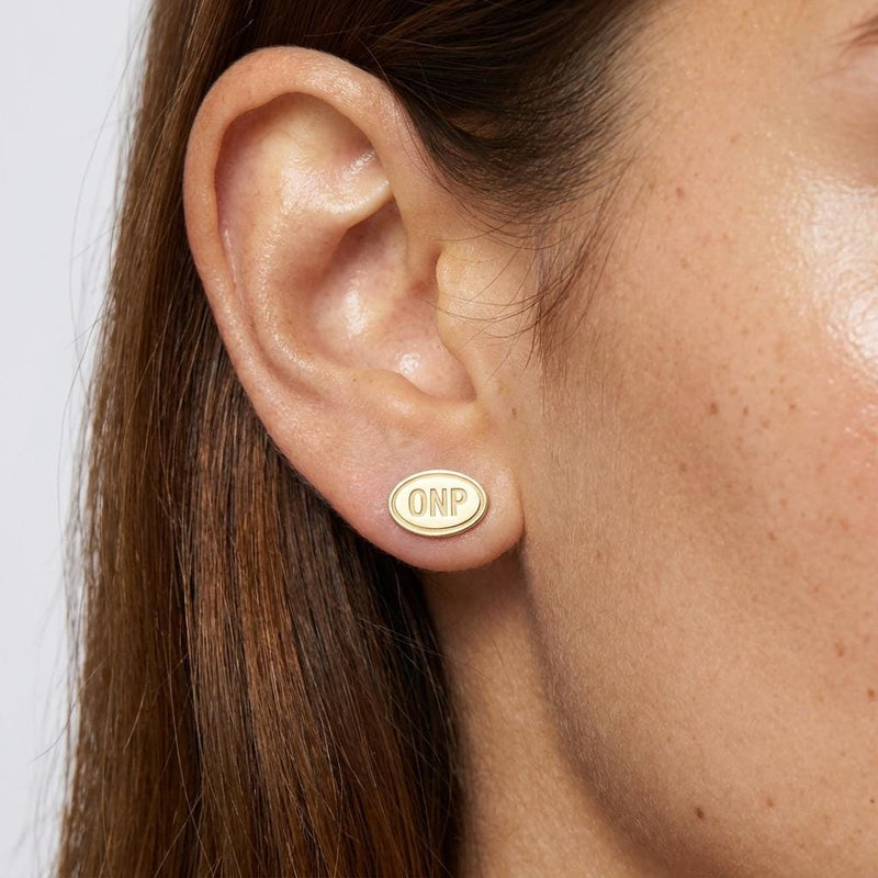 Blooblee Olympic National Park Oval Stud Earrings, 24k gold vermeil