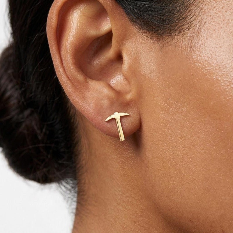 Blooblee Pickaxe Stud Earrings, 24k gold vermeil