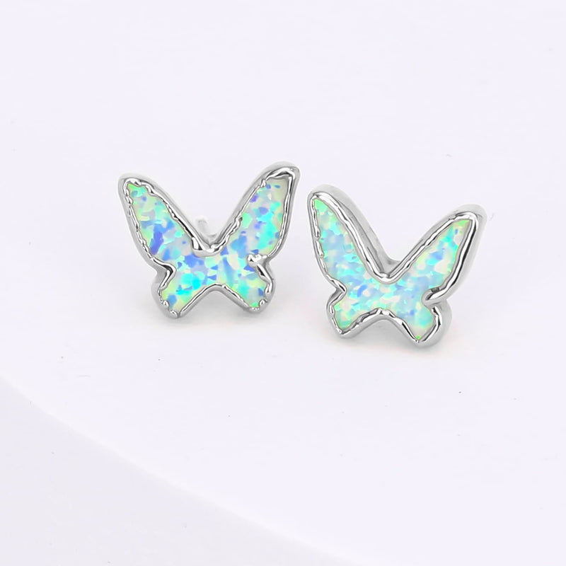Butterfly Kyocera Opal Earrings Raw Gemstone Jewelry Rough