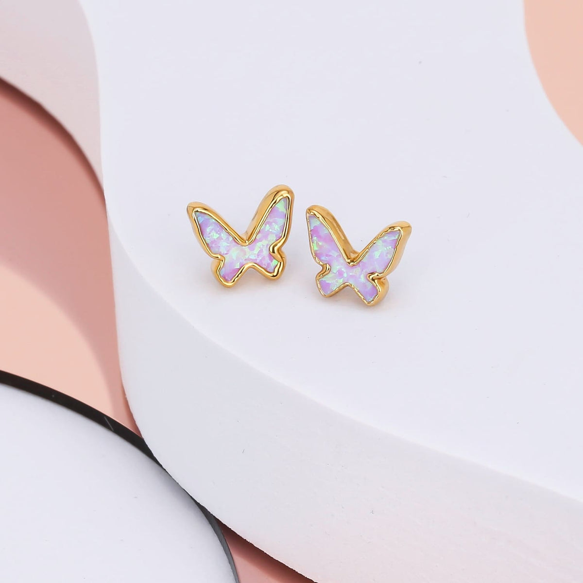 Butterfly Kyocera Opal Earrings Raw Gemstone Jewelry Rough