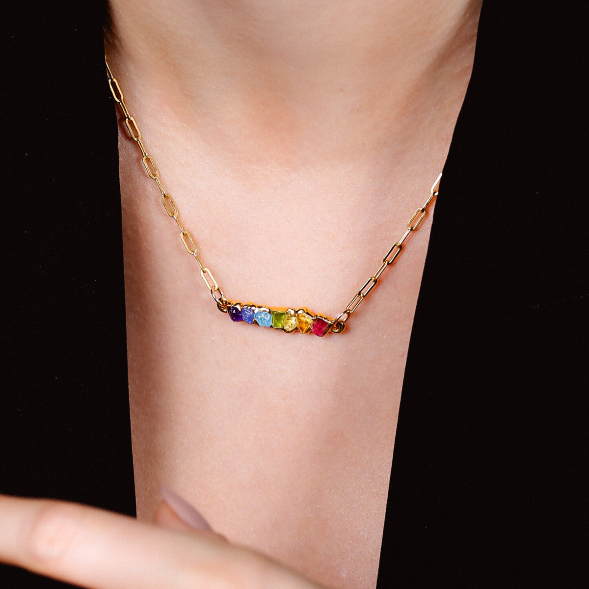 Amethyst Rainbow Raw Crystal Necklace in 24k gold-filled