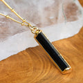Raw Black Tourmaline Necklace, Protection Crystal Pendant