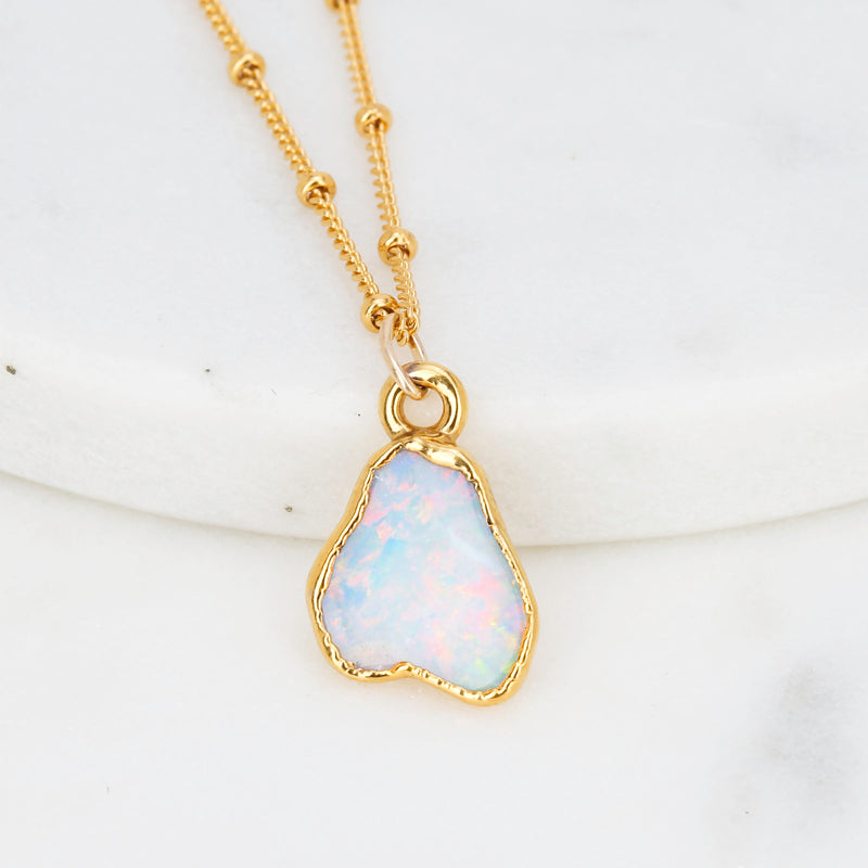 Raw Gold Fire Opal Necklace, view 8 of 12