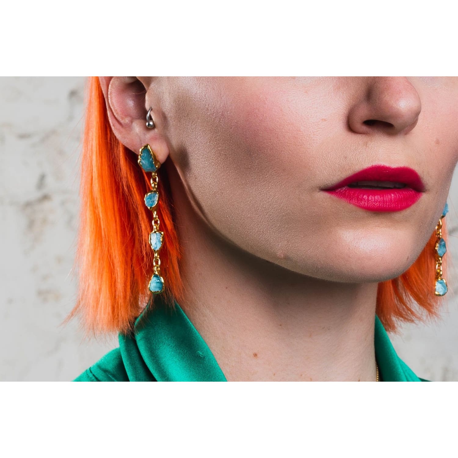 Simple aquamarine dangle earrings- Aquamarine silver earrings - Raw  aquamarine earrings [EAQ001D] - Elisa Jewelry and Gems