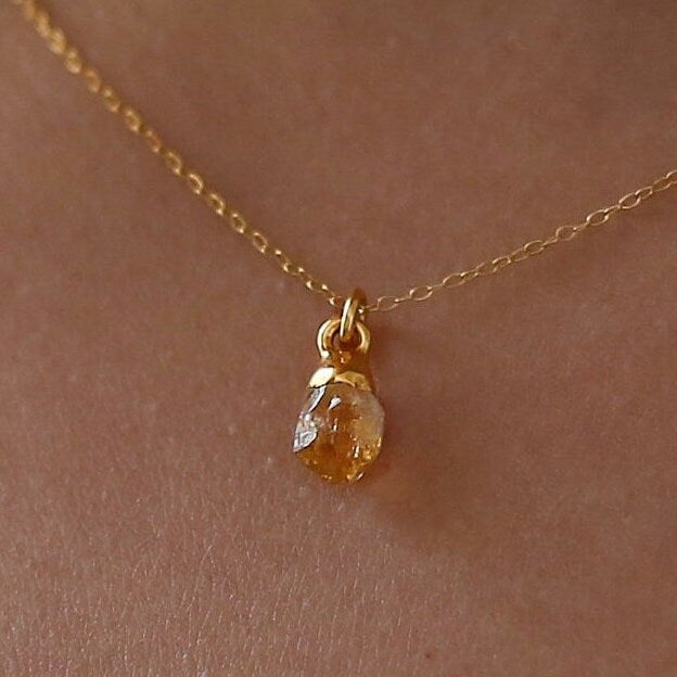 Dainty Raw Citrine Choker, view 4 of 9