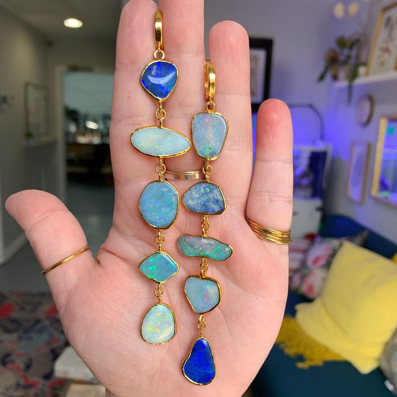 CHROMIA || • Raw Australian Opal Waterfall Earrings •