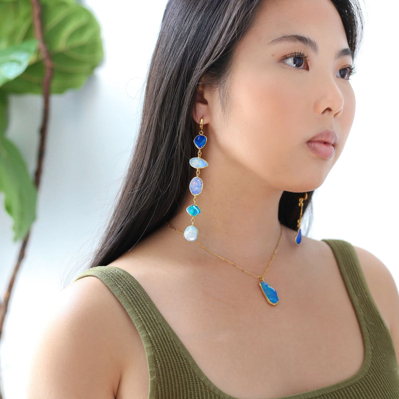 CHROMIA || • Raw Australian Opal Waterfall Earrings •