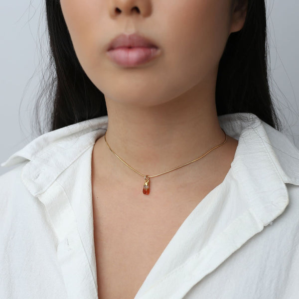 Citrine Choker • Raw Gemstone Crystal Necklace • 24k Gold