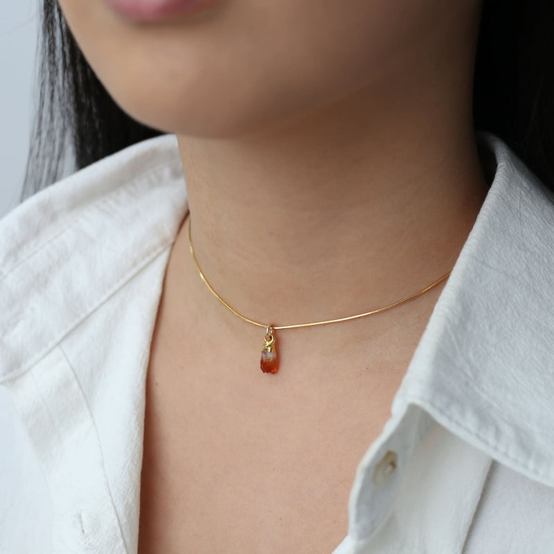 Citrine Choker • Raw Gemstone Crystal Necklace • 24k Gold