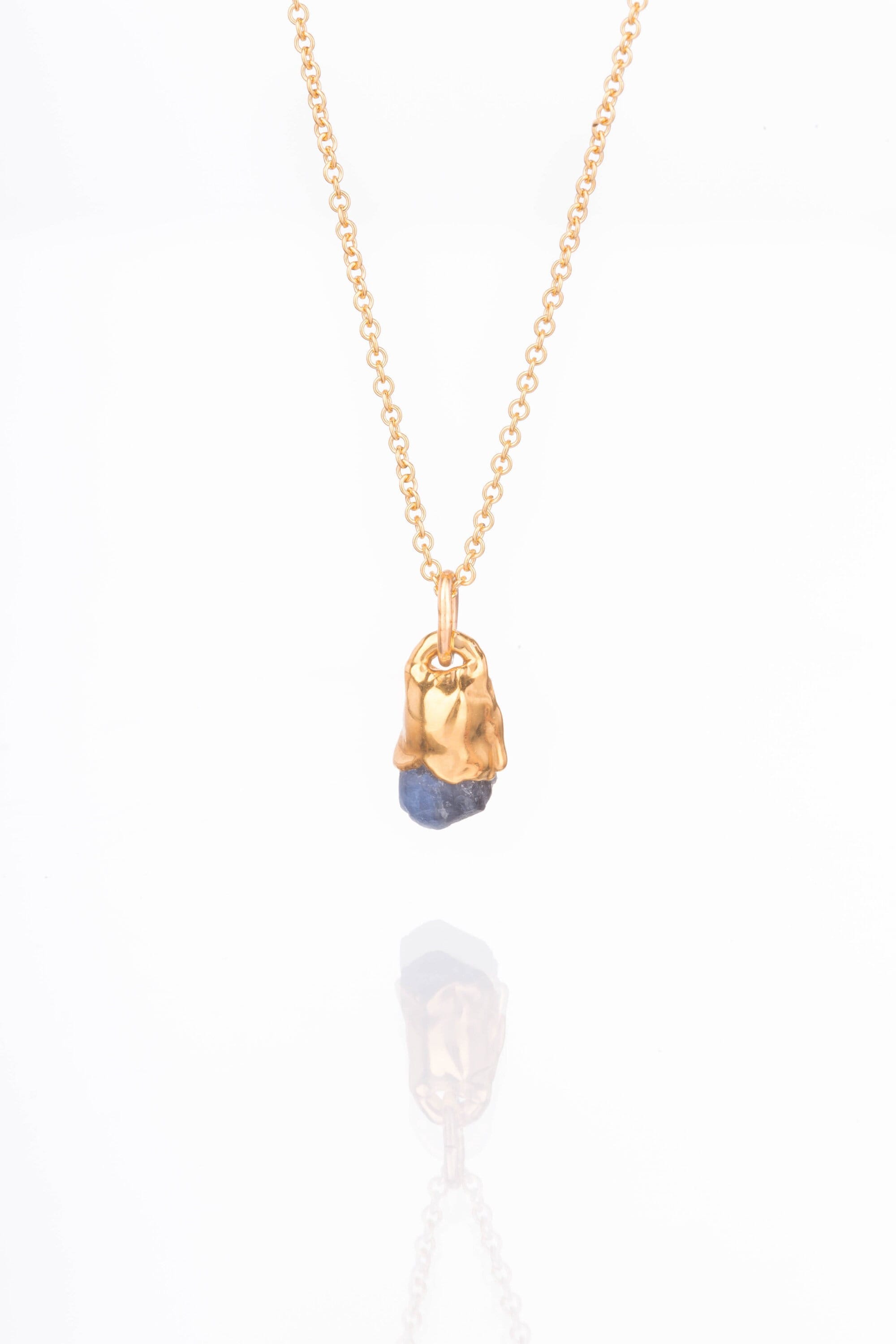 Gold Raw Sapphire Necklace, September Birthstone Necklace, Raw Birthstone Gift, Rough Sapphire Necklace, Raw Gemstone Choker Necklace Unique