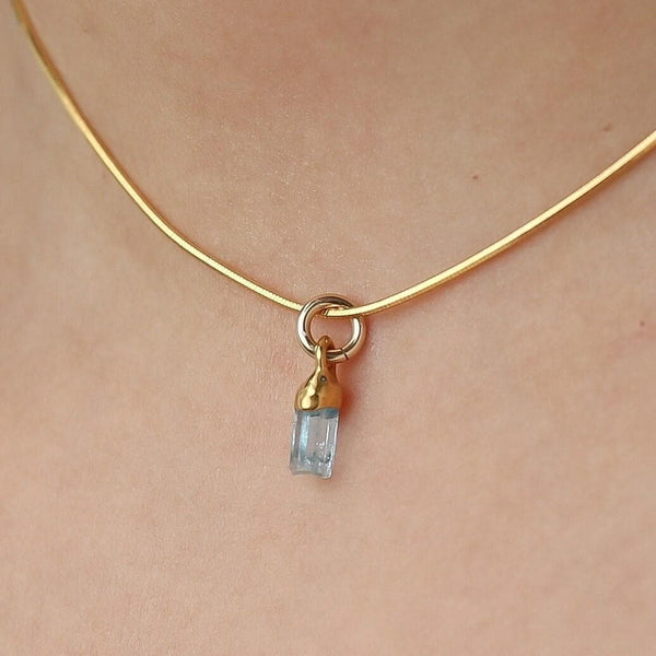 Raw Aquamarine Choker in 24k gold-filled