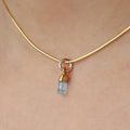 Aquamarine Choker • Raw Gemstone Crystal Necklace • 24k Gold Filled Snake Chain • Simple Dainty Small Stone • March Birthstone • 14 inch