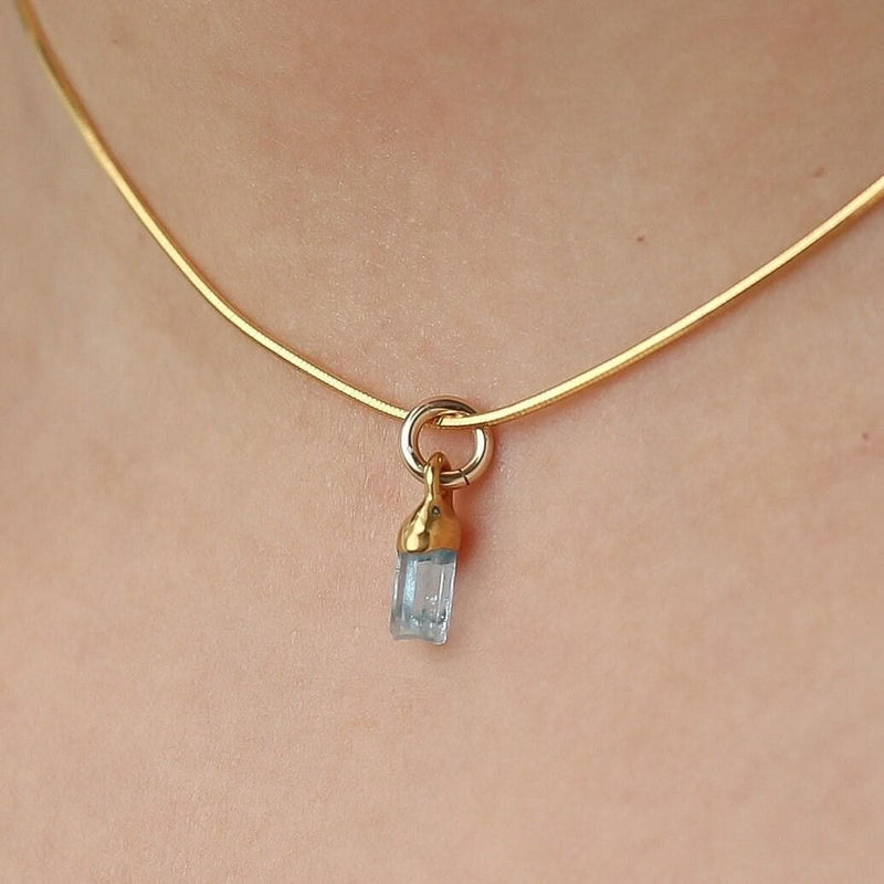 Raw Aquamarine Choker in 24k gold-filled