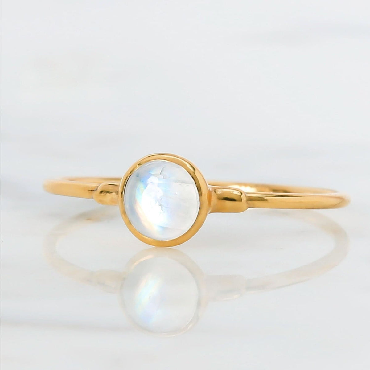 Dainty Rainbow Moonstone Ring • Gold Filled • June