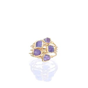 Dainty Raw Charoite Ring • Gold Filled • Delicate Gemstone