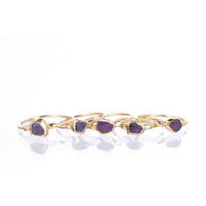 Dainty Raw Charoite Ring • Gold Filled • Delicate Gemstone