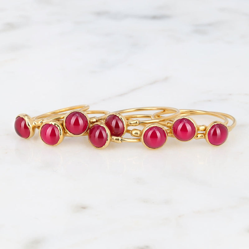 Dainty Ruby Ring Created Gold Minimalist Simple Engagement