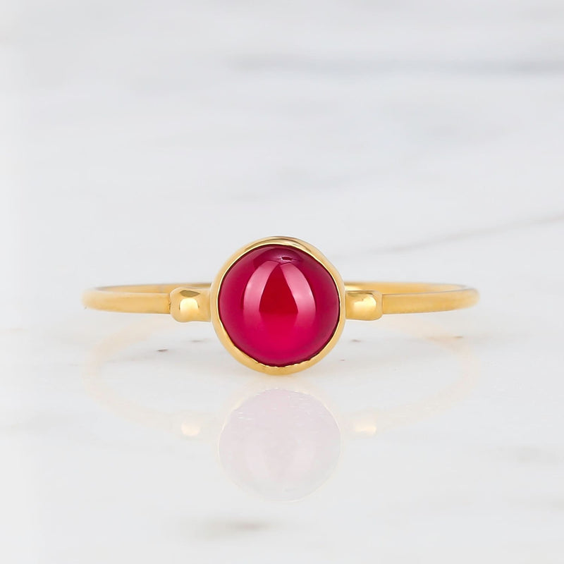 Dainty Ruby Ring Created Gold Minimalist Simple Engagement