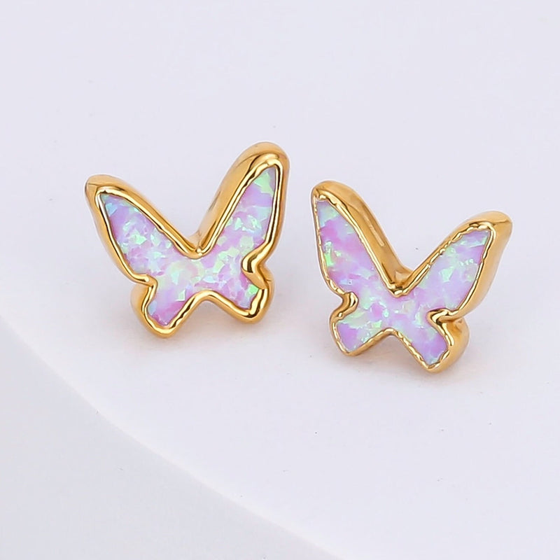 Butterfly Opal Necklace in 24k gold dip, view 3 of 5