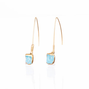 Edgy Raw Aquamarine Earrings for Women Unique Gift March