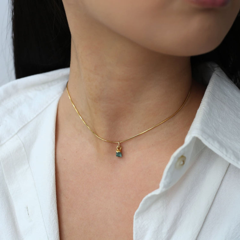 Emerald Choker • Raw Gemstone Crystal Necklace 24k Gold