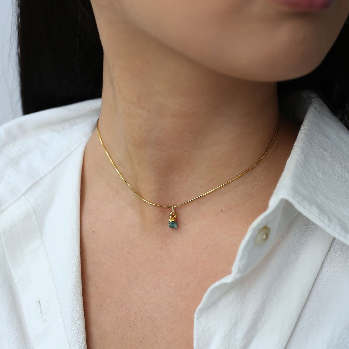 Emerald Choker • Raw Gemstone Crystal Necklace • 24k Gold