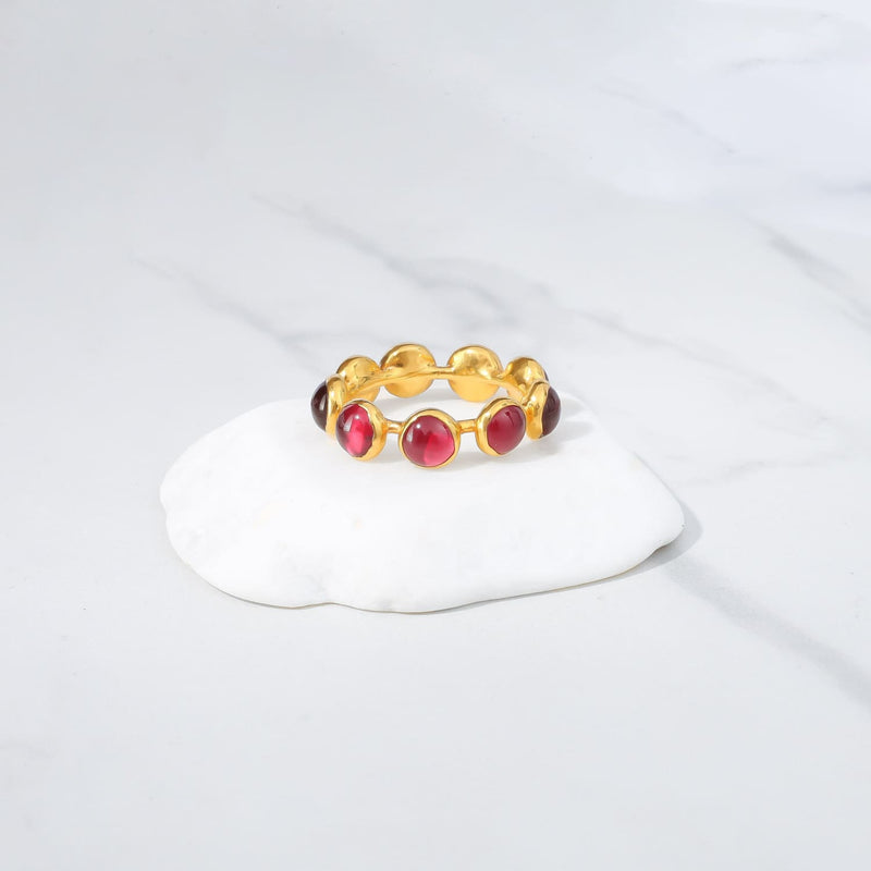Glowing Ruby Ring • Full Eternity Band • Gold Filled