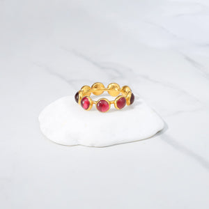 Glowing Ruby Ring • Full Eternity Band • Gold Filled