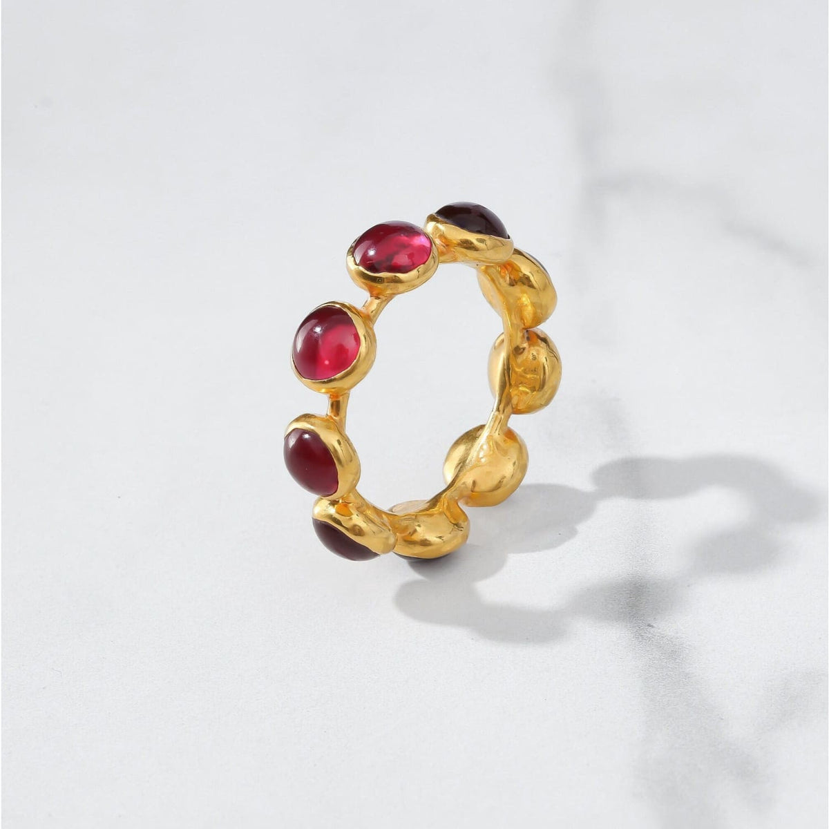 Glowing Ruby Ring • Full Eternity Band • Gold Filled
