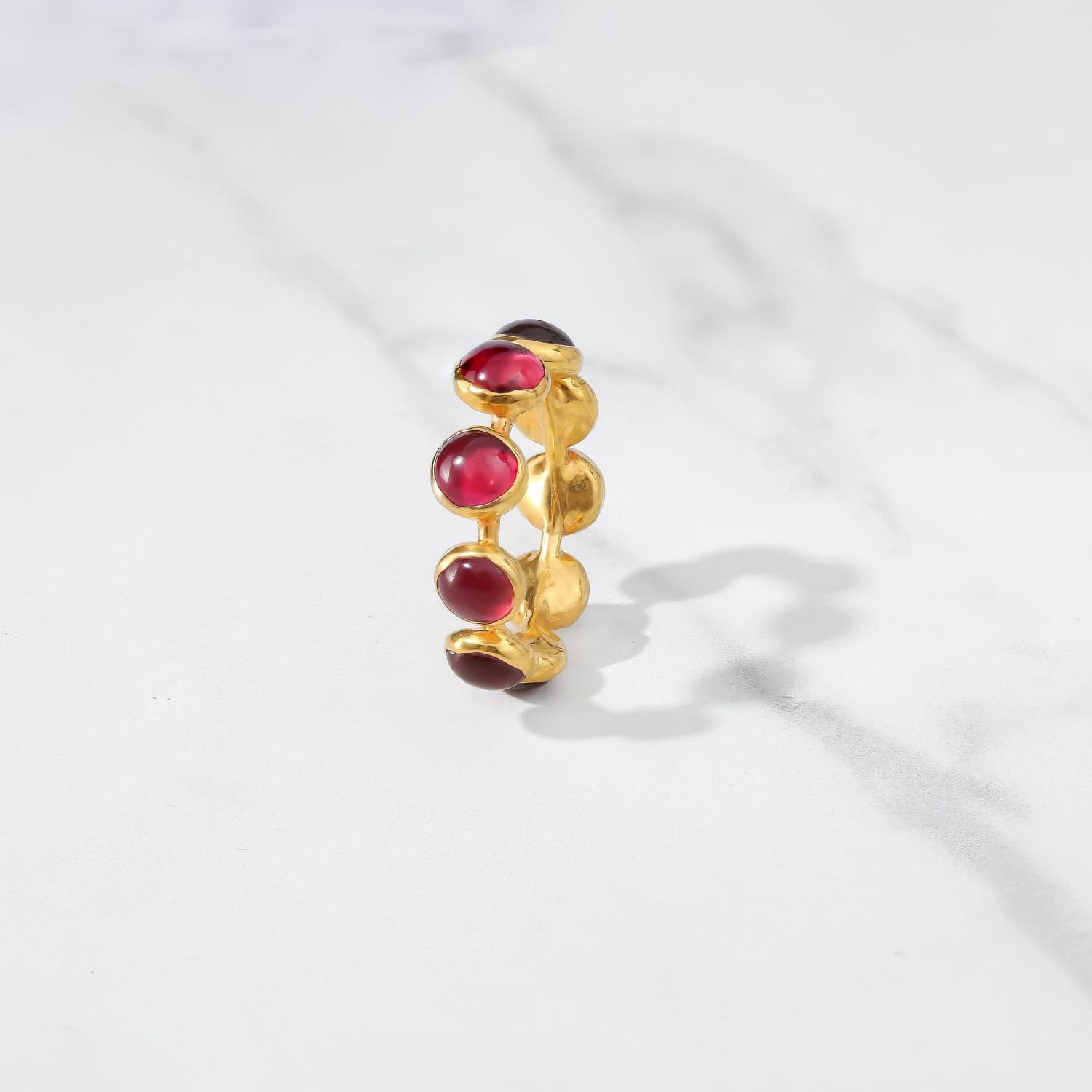 Glowing Ruby Ring • Full Eternity Band • Gold Filled