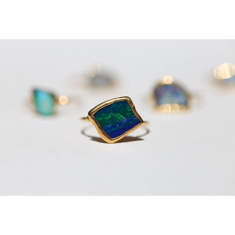 Gold Raw Opal Ring for Women • Filled • Bohemian Gemstone •