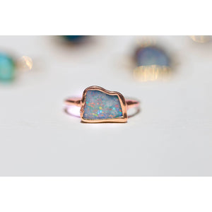 Gold Raw Opal Ring for Women • Filled • Bohemian Gemstone •
